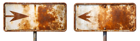 A set of rusty metal tables on a white background. Advertising and promotion concept.の写真素材