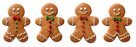 A collection of various gingerbread men on a white background. The concept of holidays and fun.の写真素材