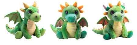 Set of dragon toys on a white background. Stuffed animal concept.の写真素材
