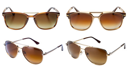 Set of men's sunglasses on a white background. Beauty and fashion concept.の写真素材