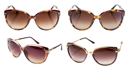 Set of women's sunglasses on a white background. Beauty and fashion concept.の写真素材