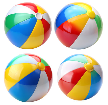 A set of beach balls on a white background. Recreation and entertainment concept for children and adults.の写真素材