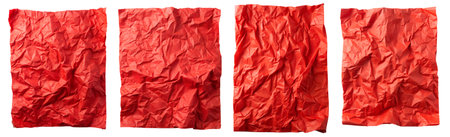 A set of crumpled red paper on an insulated white background. Paper advertising concept, design.
