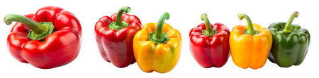 A set of colored bell peppers isolated on a white background. The concept of tasty and healthy food.の写真素材
