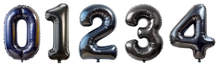 Balloons with black numbers on a white background. Holiday and party concept.