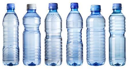 Set of plastic water bottles on a white background. Plastic bottles design concept.の写真素材
