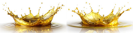 A drop of vegetable or technical oil falling in oil, on a white background. Texture concept, design for background.の写真素材