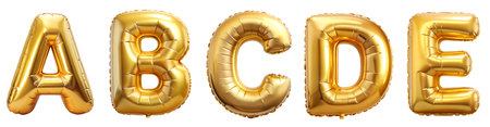 Set of letters AE, alphabet made of gold balloons isolated on white background with outline. Concept for design.の写真素材