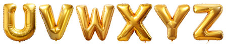 Set of letters UZ, alphabet made of golden balloons isolated on white background with outline. Concept for design.の写真素材