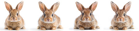 Set of bunnies on white background, cute pets. Easter holiday conceptの写真素材
