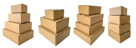 A set of cardboard boxes on a white background. Concept of transportation and logistics.の写真素材