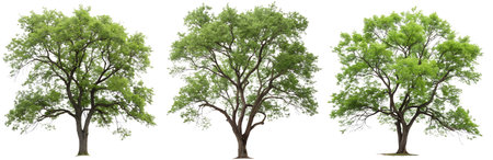A set of green trees on a white background. Concept of plants, for design.の写真素材