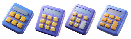 Different styles of colorful calculators are displayed side by side. Each calculator features...