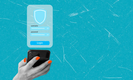 A person is preparing to log into an online account using a smartphone. The screen shows a login...
