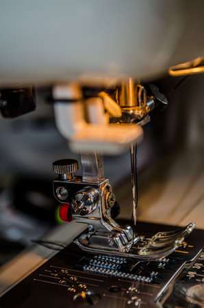 Foot Sewing Machine With Thread Inserted On The Needleの写真素材