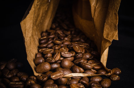 coffee beans scattered