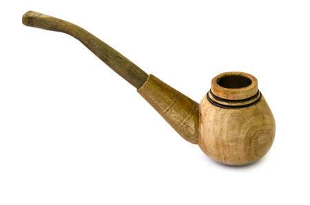 brown tobacco pipe color image isolated on a white background