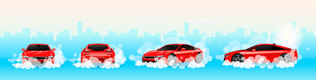 Car wash service panorama for website landing page template. Automotive cleaning logo design. vector illustration.のイラスト素材
