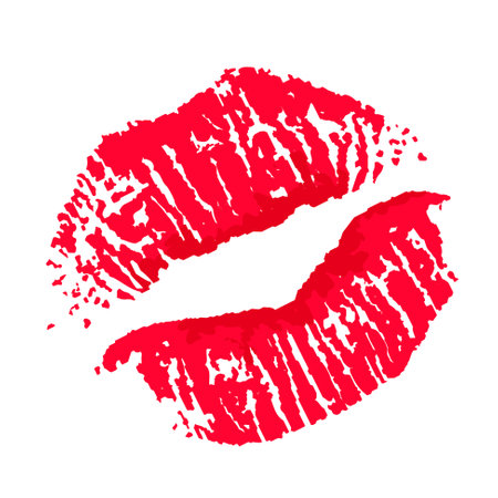 Imprint of female lips in red lipstick. vector illustrationのイラスト素材