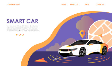 Smart self-driving car concept. Autonomous autopilot smart driverless electric car self-driving. vector illustrationのイラスト素材