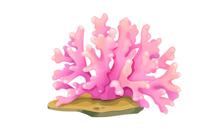 Beautiful pink coral isolated on white background. Concept of deep underwater plant. vector graphic illustrationのイラスト素材