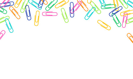 Multi colored paper clips on a white background. colorful clip. vector illustrationのイラスト素材