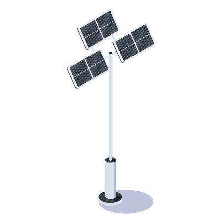 Charger station with Solar panel in isometric 3d view. Eco power concept for safe environment in city. Clear renewable energy with ecological car fuel. Vector illustration isolated on white backgroundのイラスト素材