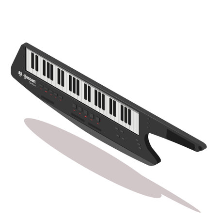 Music instrument electric synthesizer isolated on white background. Isometric 3d element in vector design style for concert show, musical performance. Acoustic sound device button. Vector illustrationのイラスト素材