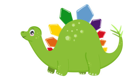 Funny cartoon childish dinosaur, cute character, large monster, predator, wild lizard. Prehistoric era, big creature, large tail, jurassic carnivore. Isolated on white background. Vector illustrationのイラスト素材