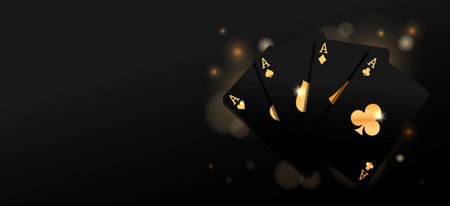 Flying vegas casino golden black poker cards. Clubs, diamonds, hearts, spades. Gambling addiction,...
