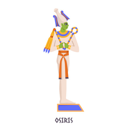Vector illustration of Osiris, Egyptian god, on a plain white background, depicting ancient mythology. Vector illustrationのイラスト素材