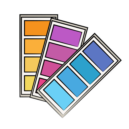 Creative personal talent. Visual art creation. Color palette. Concept of drawing and painting in different genres. Isolated on white background. Vector illustrationのイラスト素材