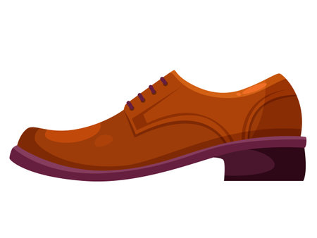 A single brown dress shoe, vector illustration, isolated on a white background, concept of fashion and apparel. Vector illustrationのイラスト素材