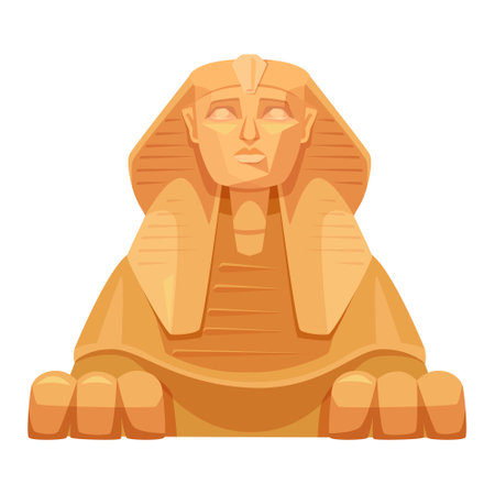 Illustration of a stylized Sphinx statue, vector graphic, on a plain background, concept of ancient Egyptian culture. Vector illustrationのイラスト素材