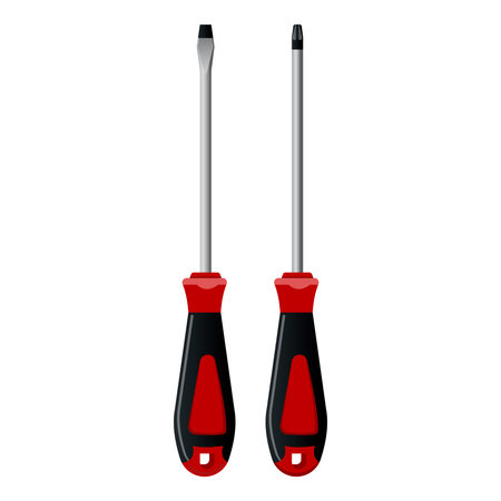 Screwdrivers in a minimalist style on a white background. Vector illustrationのイラスト素材