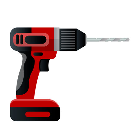 Electric drill tool on a white background. Vector illustrationのイラスト素材