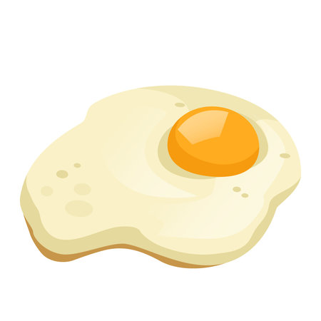 Fried egg illustration on a white background. Vector illustrationのイラスト素材