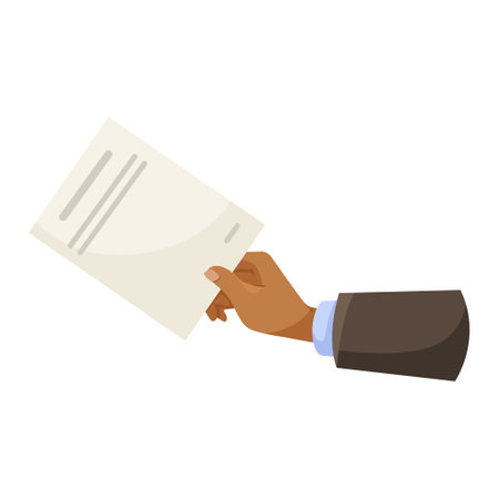Hand holding document on white background. Vector illustrationのイラスト素材