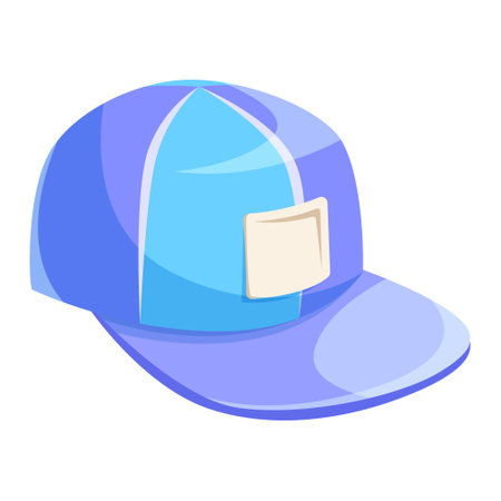 Blue baseball cap with blank patch on white background. Vector illustrationのイラスト素材