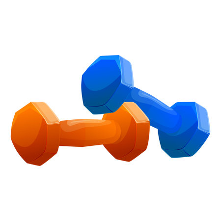 Colorful dumbbells isolated on white background for fitness concept. Vector illustrationのイラスト素材