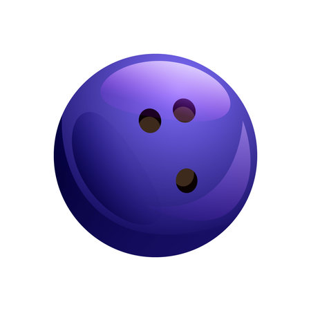 Glossy purple bowling ball with finger holes on white background. Vector illustrationのイラスト素材