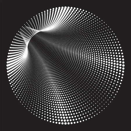 Dotted Halftone Vector Spiral Pattern or Texture. Stipple Dot Backgrounds with White Circlesのイラスト素材