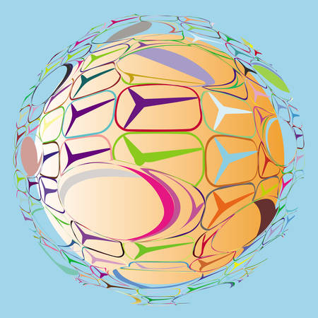 Colored spheres and grid with gradient. Vector illustrationのイラスト素材