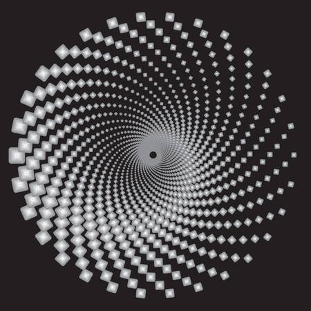 Dotted Halftone Vector Spiral Pattern or Texture. Stipple Dot Backgrounds with Gray rectanglesのイラスト素材