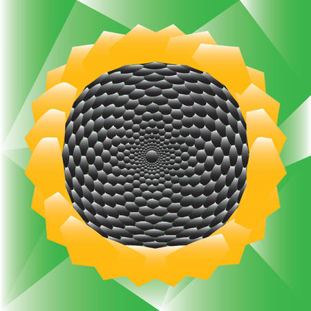 Sunflower. Dotted Halftone Vector Spiral Color Pattern or Texture. Stipple Dot Backgrounds with hexagonsのイラスト素材