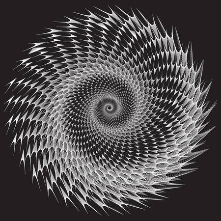 Abstract linear black and white Spiral Background. Openwork ornamentのイラスト素材