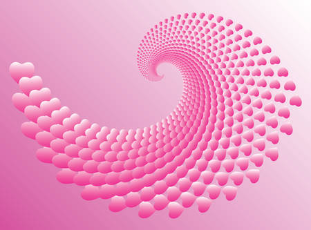 Valentines day spiral background with hearts. Vector illustrationのイラスト素材
