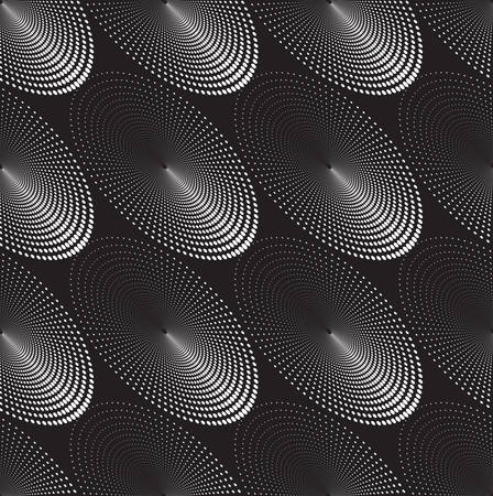 Dotted Seamless Halftone Vector Spiral Pattern or Texture. Stipple Dot Backgrounds with White Circlesのイラスト素材