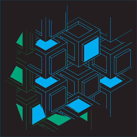 Fragment of Decorative Color grid or wall. Pattern with carved rounded shapes. 3d sample design. Abstract background for mobileのイラスト素材