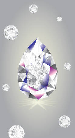 Brilliant Diamond game isolated on gray background. Type of cut drop or pearのイラスト素材